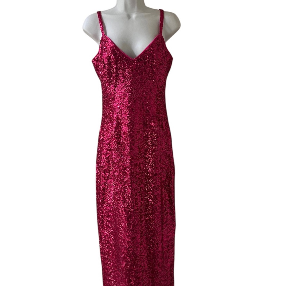 GLITZ & GLAMOUR DRESS IN HOT PINK SEQUINS - VIXEN BY MICHELINE PITT
